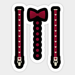 Hearts Bow Tie & Suspenders Valentine's Day Costume Sticker